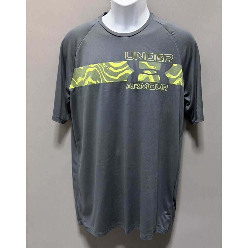 Under Armour Tech 2.0 Gray shirt Mens M Logo Graphic Training gym workout crew